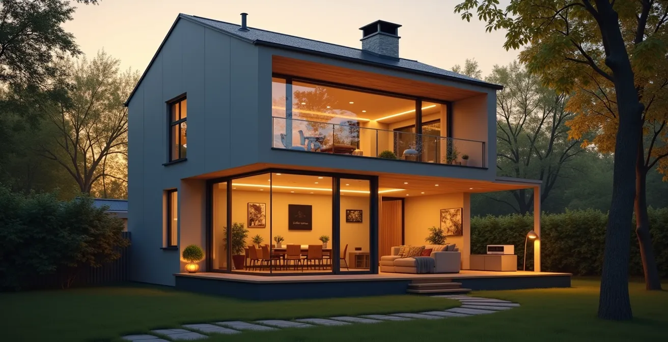 Modernes Zuhause mit intelligenter Smart-Home-Steuerung für Energieeffizienz