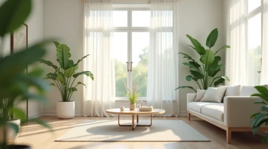 Symbolische Collage mit minimalistischer Alltagsumgebung und grünen Elementen