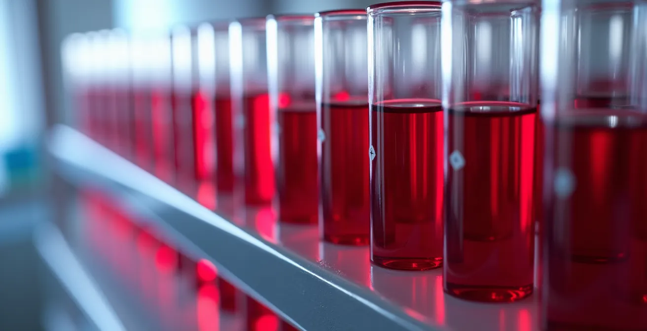 Makroaufnahme von Blutproben im medizinischen Labor