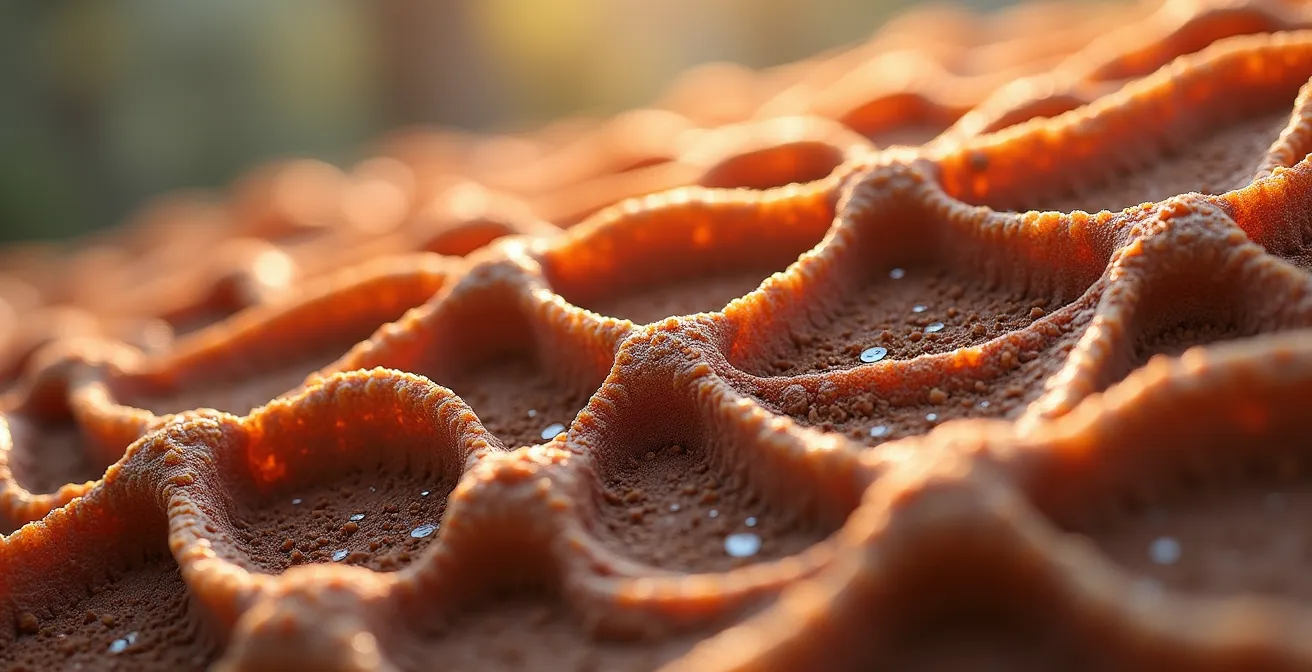 Mikroskopische Darstellung der Hautbarriere-Struktur mit sichtbaren Lipidschichten