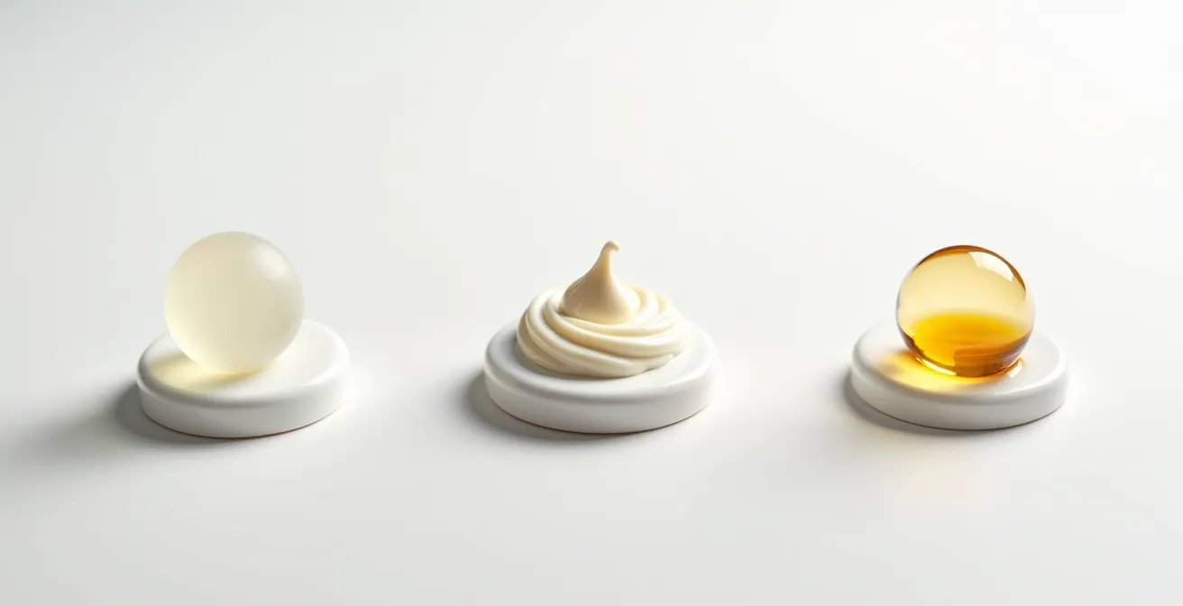 Die drei Säulen der minimalistischen Hautpflegeroutine visualisiert: Reinigung, Feuchtigkeit, Sonnenschutz.